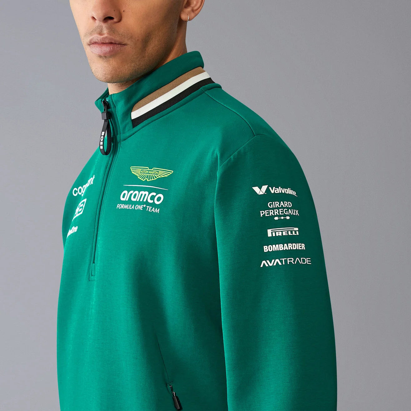 Aston Martin F1 Team Pull Quart de Zip Homme Vert