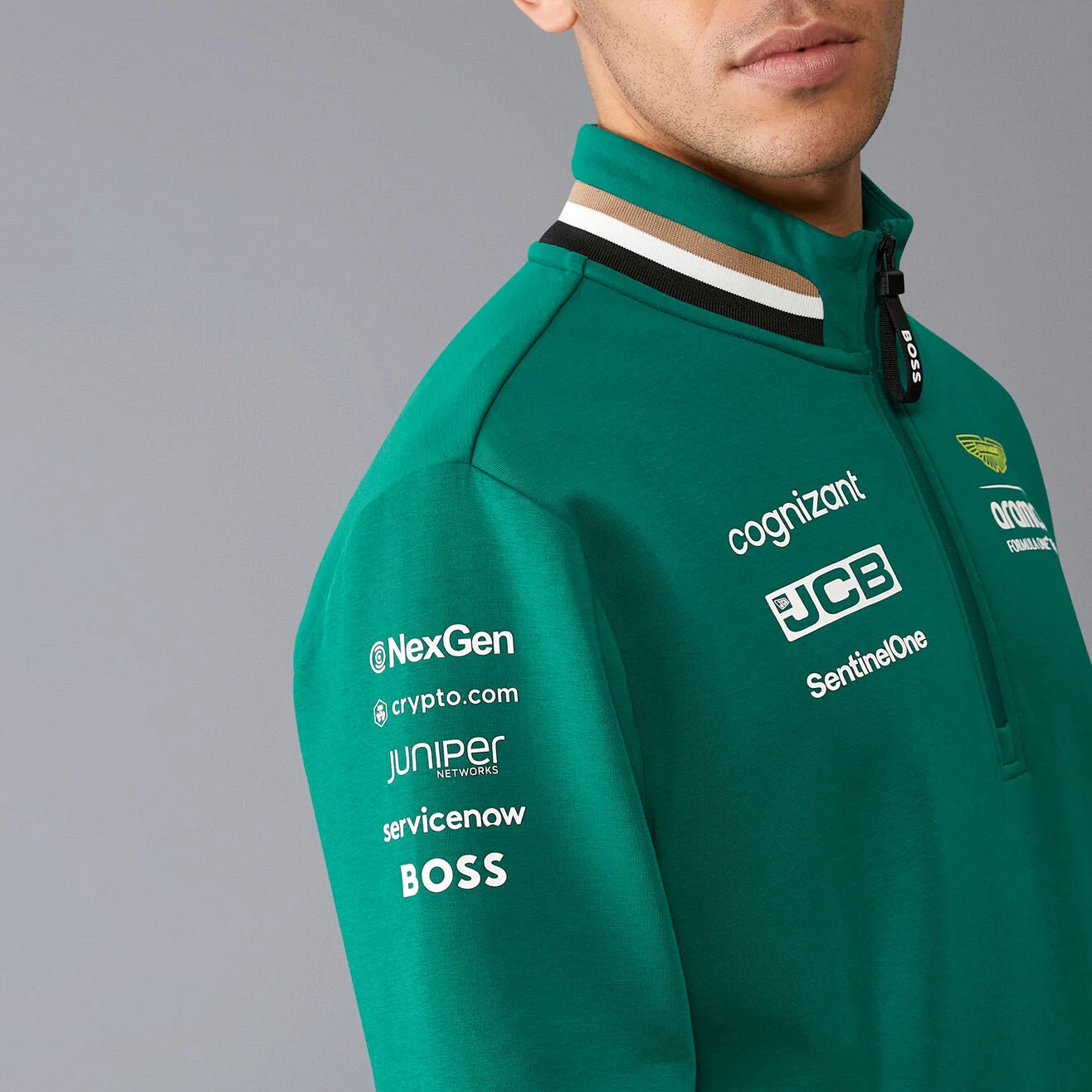 Aston Martin F1 Team Pull Quart de Zip Homme Vert