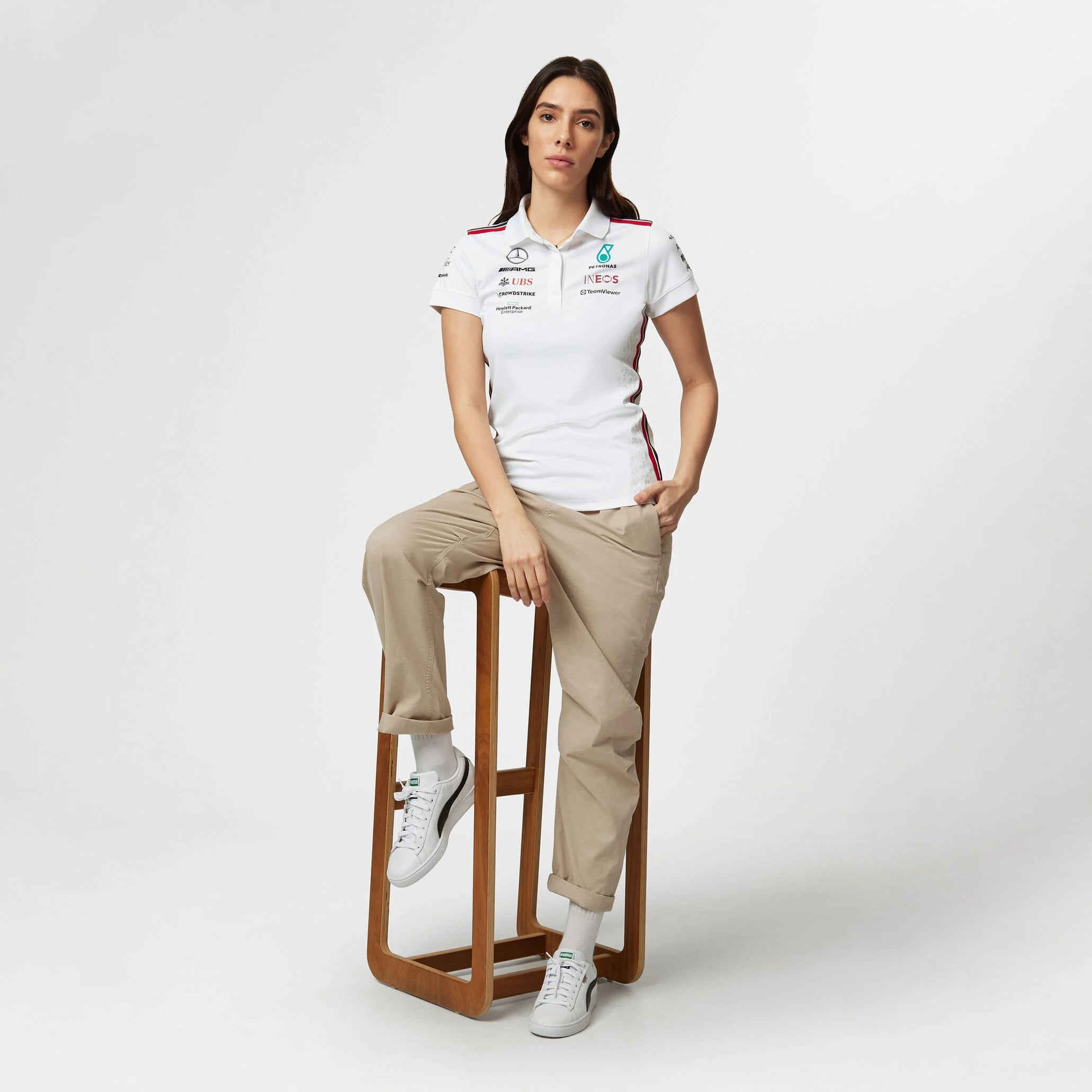 Tommy Hilfiger x Mercedes Polo d'équipe Femme blanc