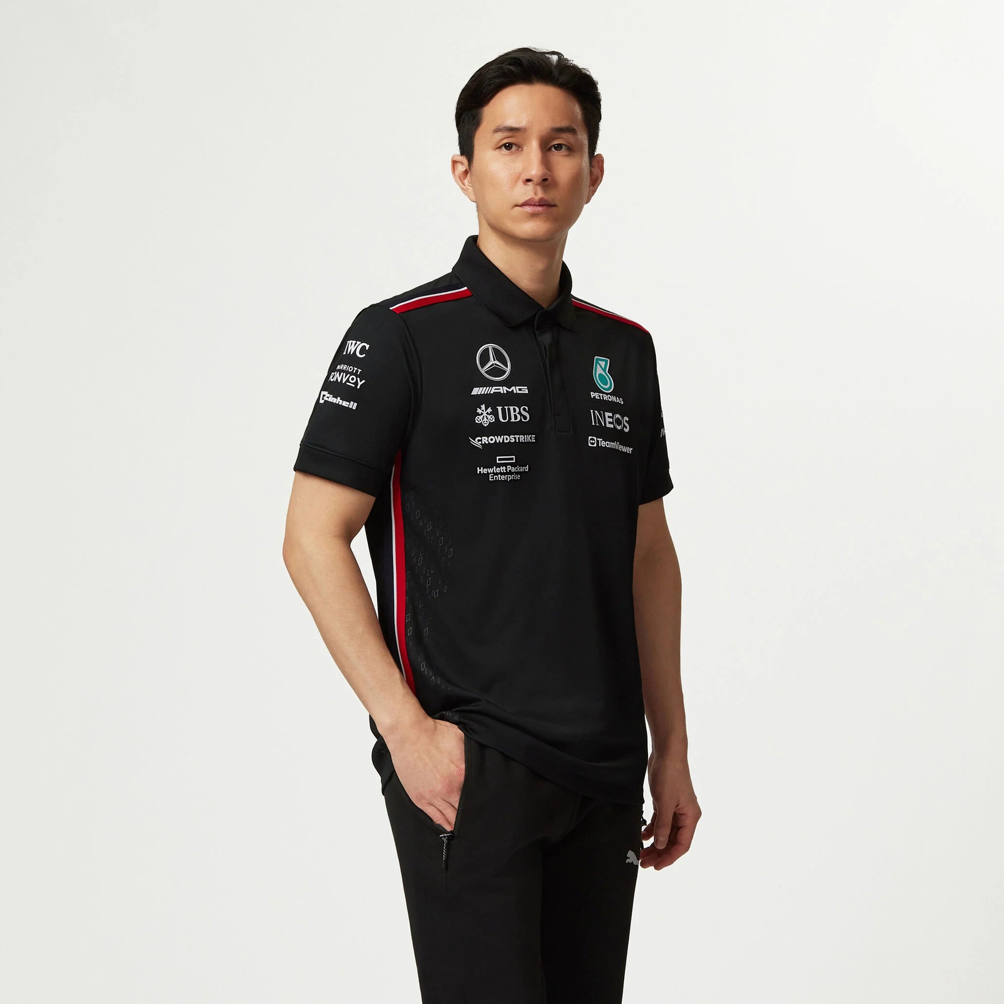 Tommy Hifliger Polo d'équipe Mercedes-AMG F1 noir
