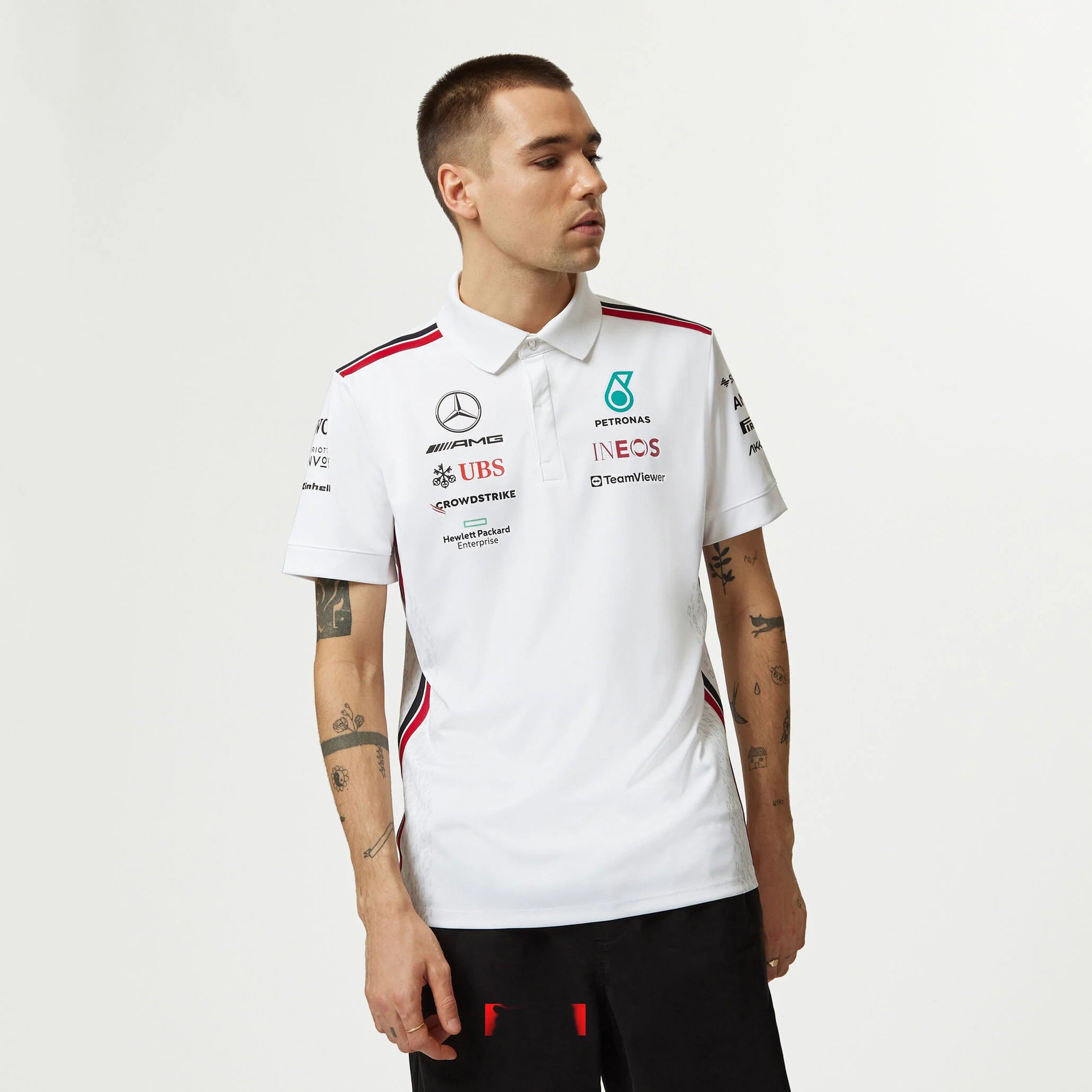 Tommy Hifliger Polo d'équipe Mercedes-AMG F1 blanc