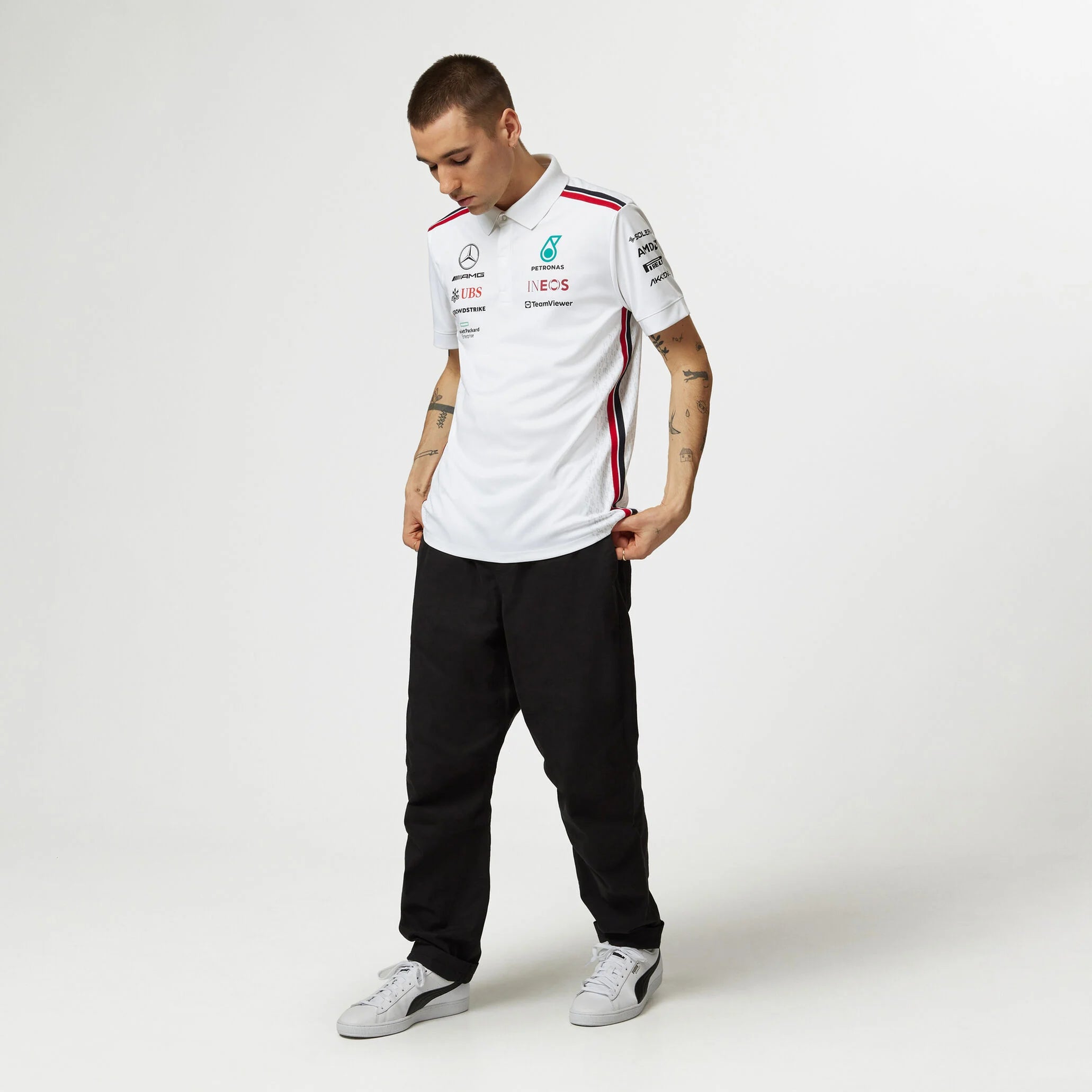 Tommy Hifliger Polo d'équipe Mercedes-AMG F1 blanc