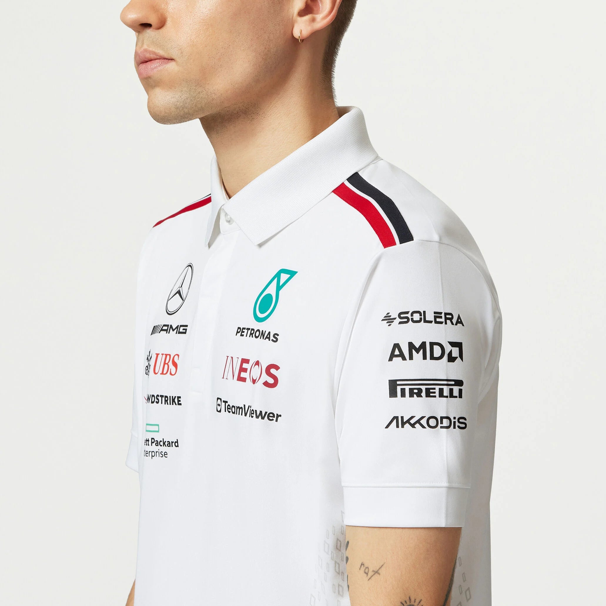 Tommy Hifliger Polo d'équipe Mercedes-AMG F1 blanc