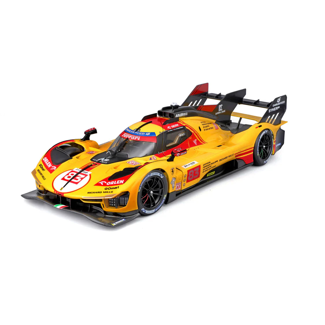 Bburago 499P Turbo V6 Team Ferrari Yellow AF Corse N° 83 24H LE MANS 2024 Scale 1:24